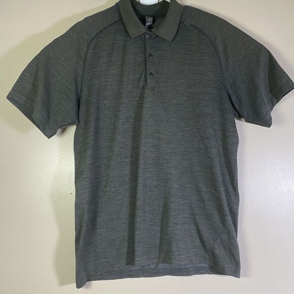 Lululemon Men's Large Short Sleeve Green Metal Vent Tech Performance Polo Shirt - Picture 2 of 9